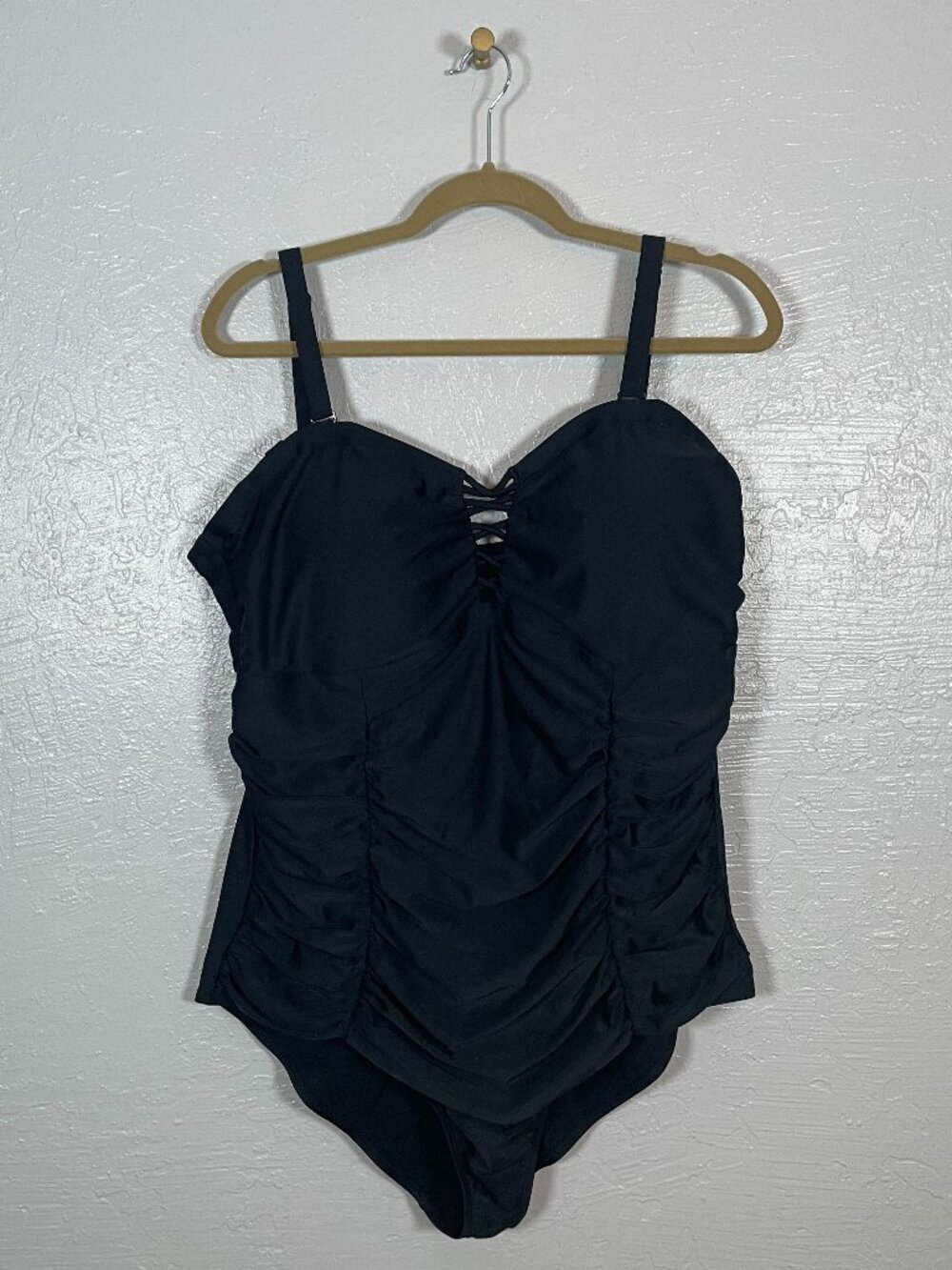 Torrid Women Plus Size 3 Black Slim Fix Lattice One Piece Swimsuit Beach Summer